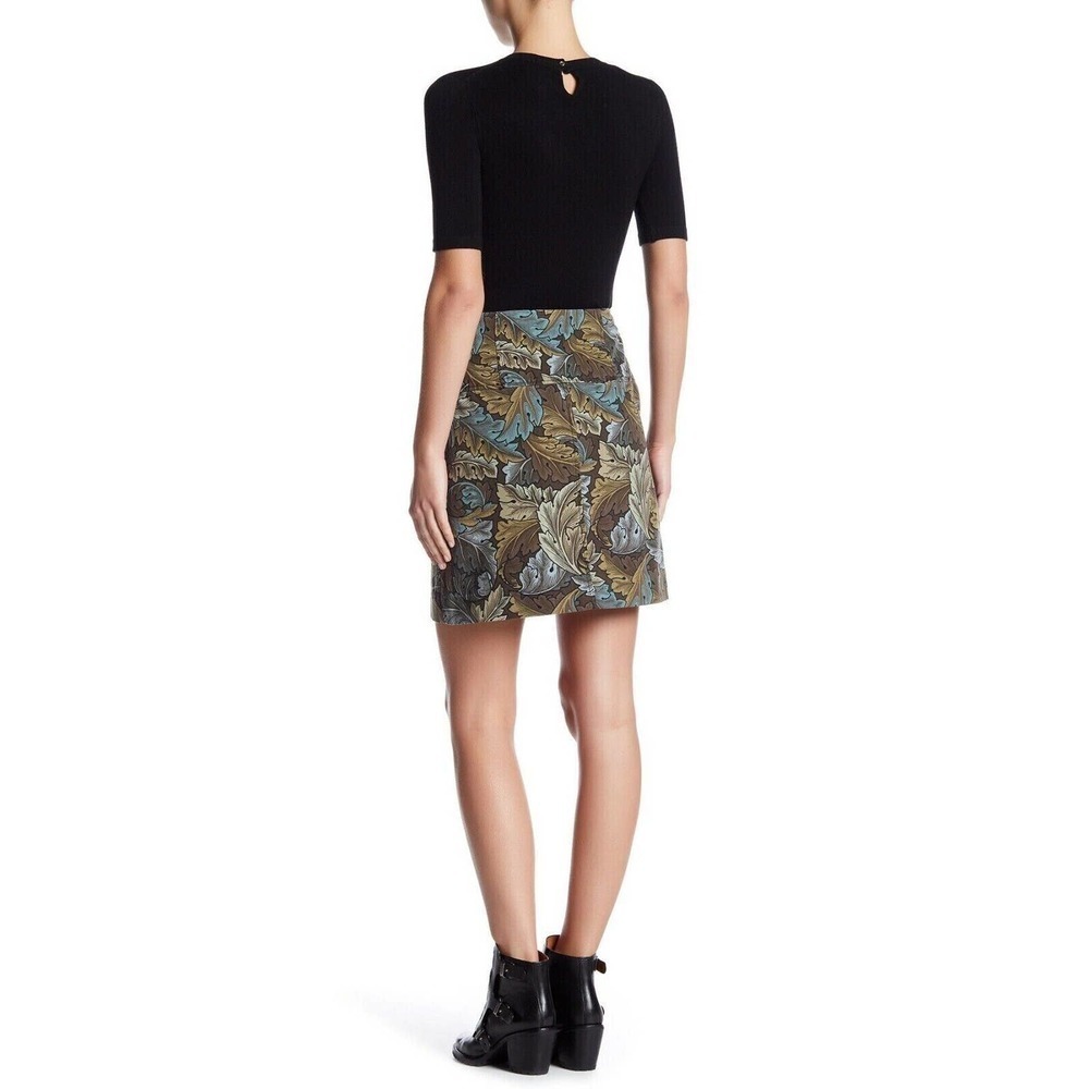 NWT Marc by Marc Jacobs Leaf Print Mini Skirt Women's Elm Brown Multi Size 2 - Picture 2 of 8